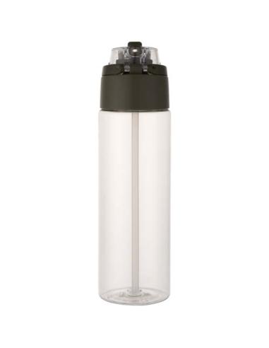 Botella de agua Theron de 700 ml de plástico reciclado RCS con tapa de doble función y pajita abatible N46059001