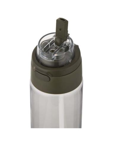Botella de agua Theron de 700 ml de plástico reciclado RCS con tapa de doble función y pajita abatible N46059001