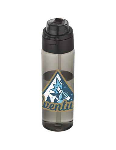 Botella de agua Theron de 700 ml de plástico reciclado RCS con tapa de doble función y pajita abatible N09059001