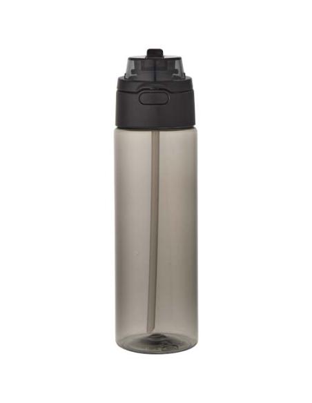 Botella de agua Theron de 700 ml de plástico reciclado RCS con tapa de doble función y pajita abatible N09059001