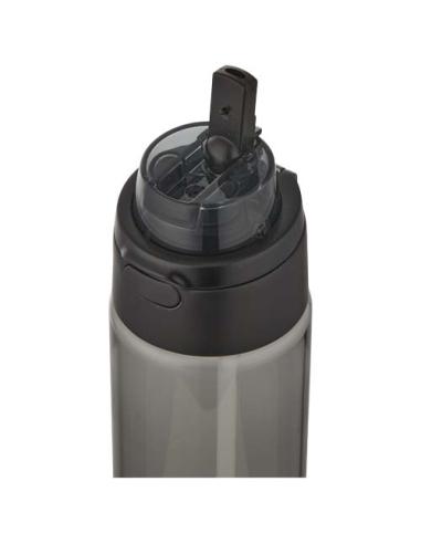 Botella de agua Theron de 700 ml de plástico reciclado RCS con tapa de doble función y pajita abatible N09059001