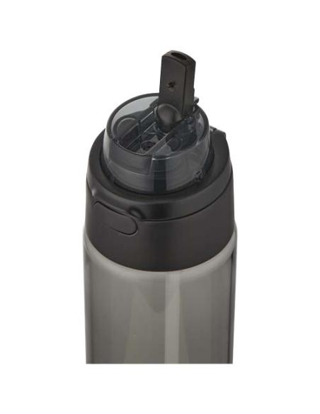 Botella de agua Theron de 700 ml de plástico reciclado RCS con tapa de doble función y pajita abatible N09059001