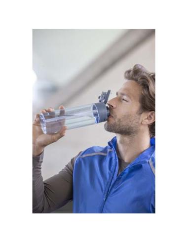 Botella de agua Theron de 700 ml de plástico reciclado RCS con tapa de doble función y pajita abatible N09059001
