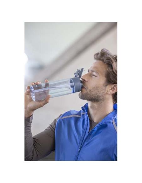 Botella de agua Theron de 700 ml de plástico reciclado RCS con tapa de doble función y pajita abatible N09059001