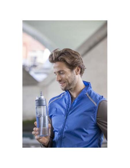 Botella de agua Theron de 700 ml de plástico reciclado RCS con tapa de doble función y pajita abatible N09059001