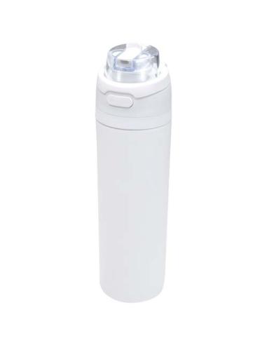 Botella de agua Theron de 800 ml de acero inoxidable de pared simple reciclado (RCS), con tapa de doble función y pajita abat N1