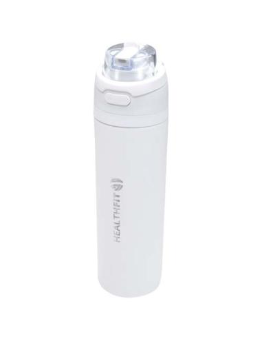 Botella de agua Theron de 800 ml de acero inoxidable de pared simple reciclado (RCS), con tapa de doble función y pajita abat N1