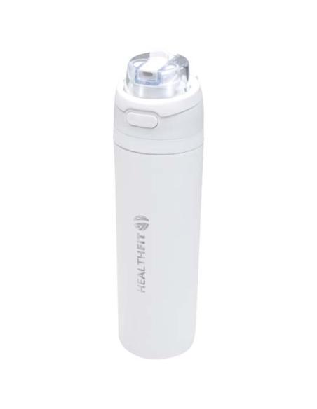 Botella de agua Theron de 800 ml de acero inoxidable de pared simple reciclado (RCS), con tapa de doble función y pajita abat N1