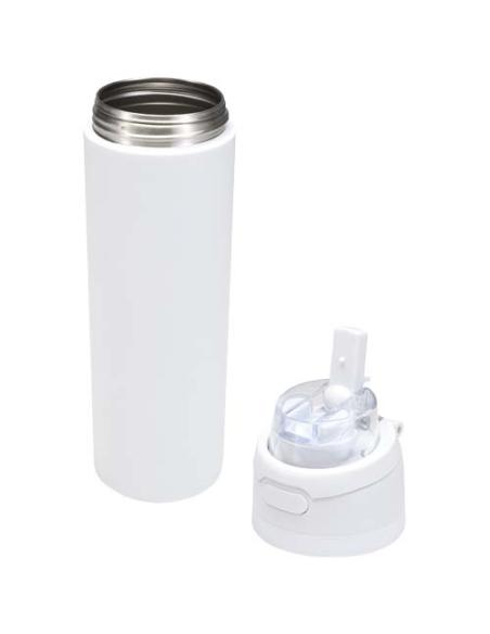 Botella de agua Theron de 800 ml de acero inoxidable de pared simple reciclado (RCS), con tapa de doble función y pajita abat N1