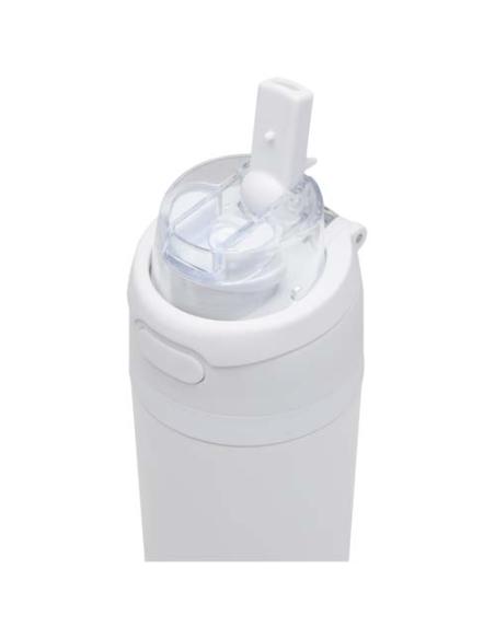 Botella de agua Theron de 800 ml de acero inoxidable de pared simple reciclado (RCS), con tapa de doble función y pajita abat N1