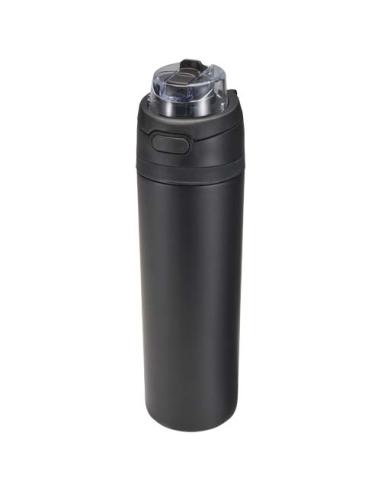 Botella de agua Theron de 800 ml de acero inoxidable de pared simple reciclado (RCS), con tapa de doble función y pajita abat N0