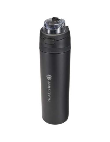 Botella de agua Theron de 800 ml de acero inoxidable de pared simple reciclado (RCS), con tapa de doble función y pajita abat N0