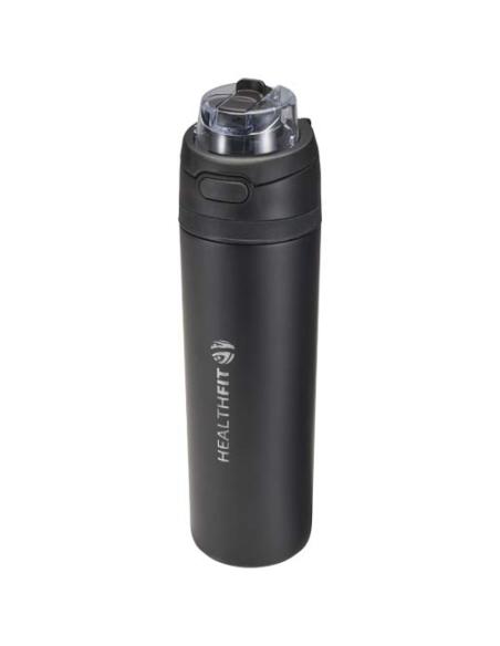 Botella de agua Theron de 800 ml de acero inoxidable de pared simple reciclado (RCS), con tapa de doble función y pajita abat N0