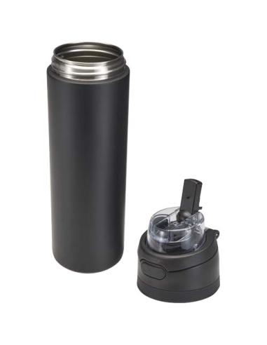 Botella de agua Theron de 800 ml de acero inoxidable de pared simple reciclado (RCS), con tapa de doble función y pajita abat N0