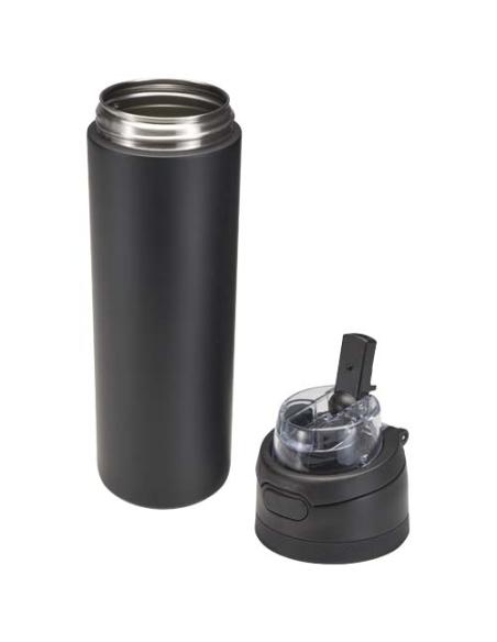 Botella de agua Theron de 800 ml de acero inoxidable de pared simple reciclado (RCS), con tapa de doble función y pajita abat N0