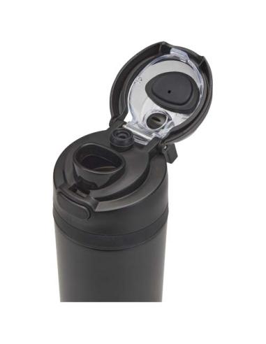 Botella de agua Theron de 800 ml de acero inoxidable de pared simple reciclado (RCS), con tapa de doble función y pajita abat N0