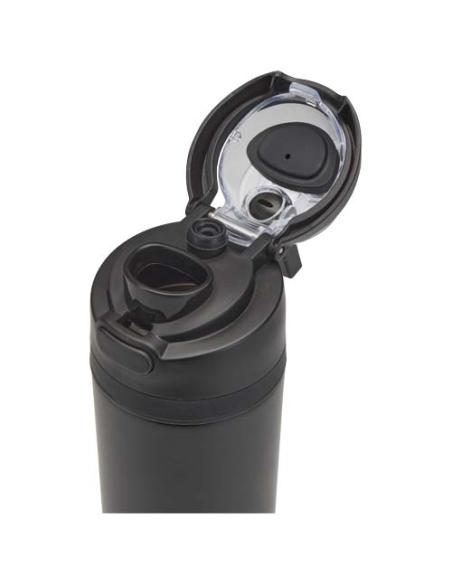 Botella de agua Theron de 800 ml de acero inoxidable de pared simple reciclado (RCS), con tapa de doble función y pajita abat N0