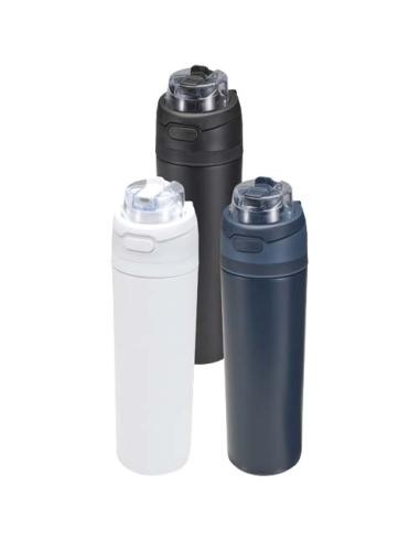 Botella de agua Theron de 800 ml de acero inoxidable de pared simple reciclado (RCS), con tapa de doble función y pajita abat N0