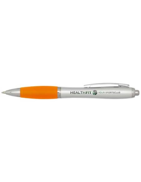 Bolígrafo de plástico reciclado con certificado RCS, cuerpo plateado y empuñadura de color (tinta negra) Nash N13944601