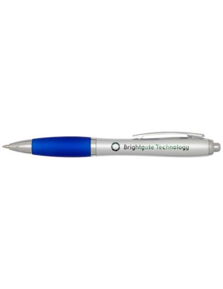 Bolígrafo de plástico reciclado con certificado RCS, cuerpo plateado y empuñadura de color (tinta negra) Nash N35944601
