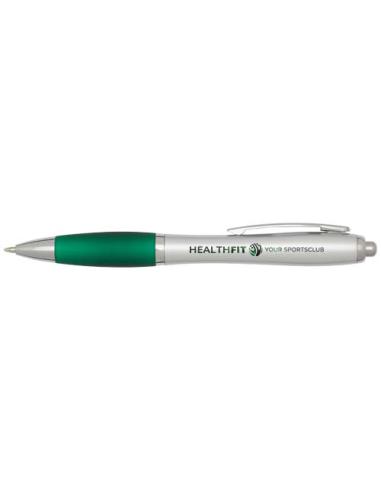 Bolígrafo de plástico reciclado con certificado RCS, cuerpo plateado y empuñadura de color (tinta negra) Nash N16944601