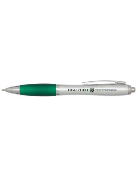 Bolígrafo de plástico reciclado con certificado RCS, cuerpo plateado y empuñadura de color (tinta negra) Nash N16944601