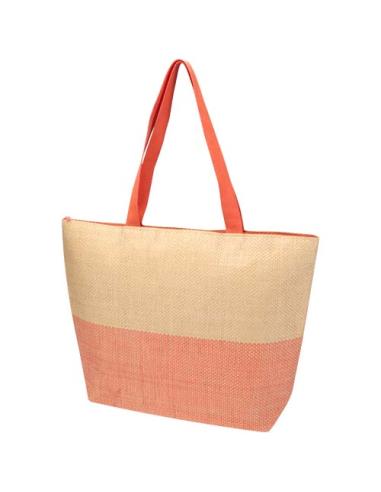 Bolso tote grande de papel de paja Rhythm con cremallera, 21 l N23651031