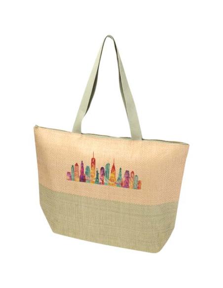 Bolso tote grande de papel de paja Rhythm con cremallera, 21 l N23651031