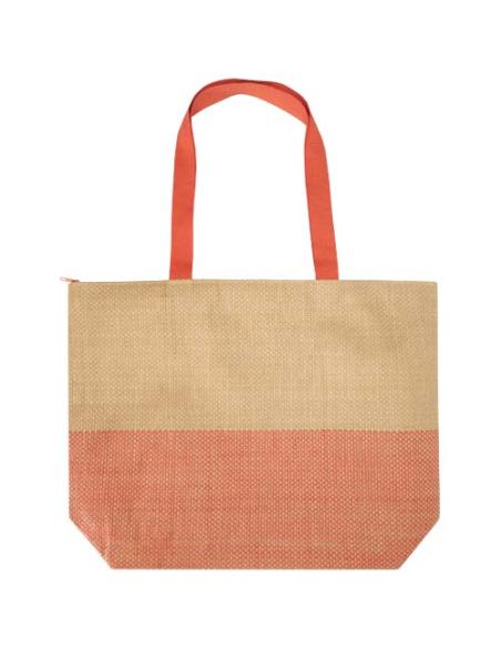 Bolso tote grande de papel de paja Rhythm con cremallera, 21 l N23651031