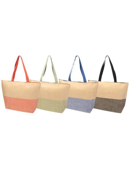 Bolso tote grande de papel de paja Rhythm con cremallera, 21 l N23651031