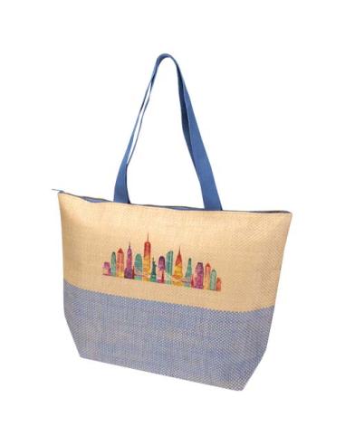 Bolso tote grande de papel de paja Rhythm con cremallera, 21 l N15651031