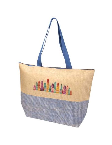 Bolso tote grande de papel de paja Rhythm con cremallera, 21 l N15651031