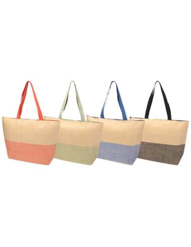Bolso tote grande de papel de paja Rhythm con cremallera, 21 l N15651031