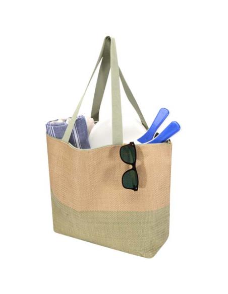 Bolso tote grande de papel de paja Rhythm con cremallera, 21 l N46651031