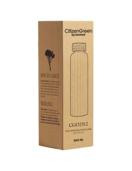 Botella de agua Citizen Green Purflow de 500 ml de vidrio de borosilicato N10750ZP1