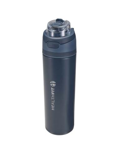 Botella de agua Theron de 800 ml de acero inoxidable de pared simple reciclado (RCS), con tapa de doble función y pajita abat N5