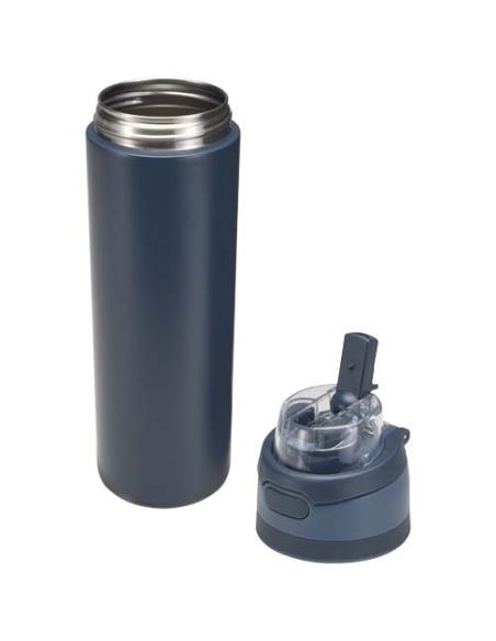 Botella de agua Theron de 800 ml de acero inoxidable de pared simple reciclado (RCS), con tapa de doble función y pajita abat N5