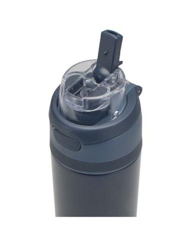 Botella de agua Theron de 800 ml de acero inoxidable de pared simple reciclado (RCS), con tapa de doble función y pajita abat N5