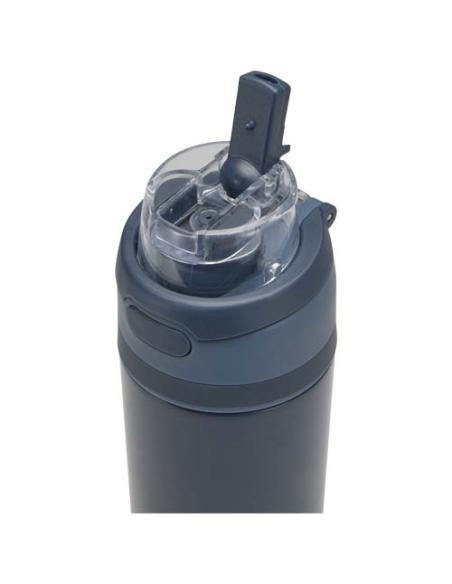 Botella de agua Theron de 800 ml de acero inoxidable de pared simple reciclado (RCS), con tapa de doble función y pajita abat N5