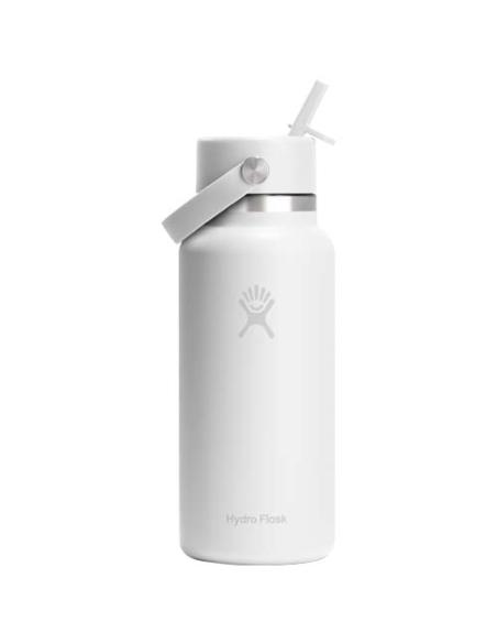 Botella de agua Hydro Flask de acero inoxidable con aislamiento térmico y boca ancha de 946 ml, con tapón con pajita N09299001