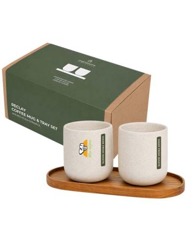 Juego de Originalhome compuesto por una bandeja ovalada de madera y una taza de cerámica de 150 ml N17734621