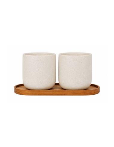 Juego de Originalhome compuesto por una bandeja ovalada de madera y una taza de cerámica de 150 ml N17734621