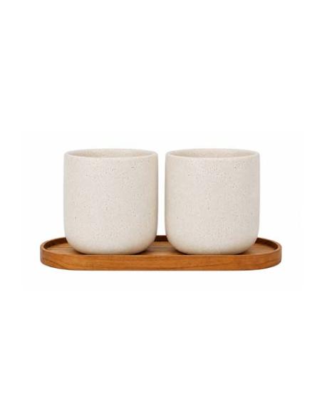 Juego de Originalhome compuesto por una bandeja ovalada de madera y una taza de cerámica de 150 ml N17734621