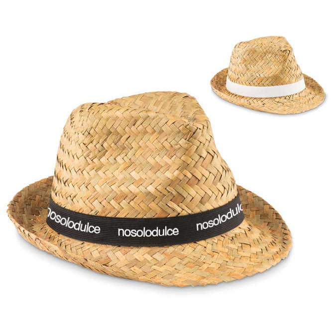 Sombrero de Paja Beige con Cinta Personalizado, Desde 2,75€