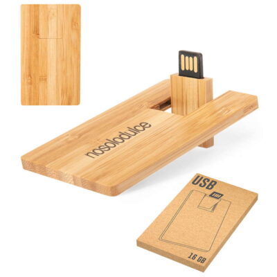 Memoria USB Tarjeta Plana de Bambú Personalizada