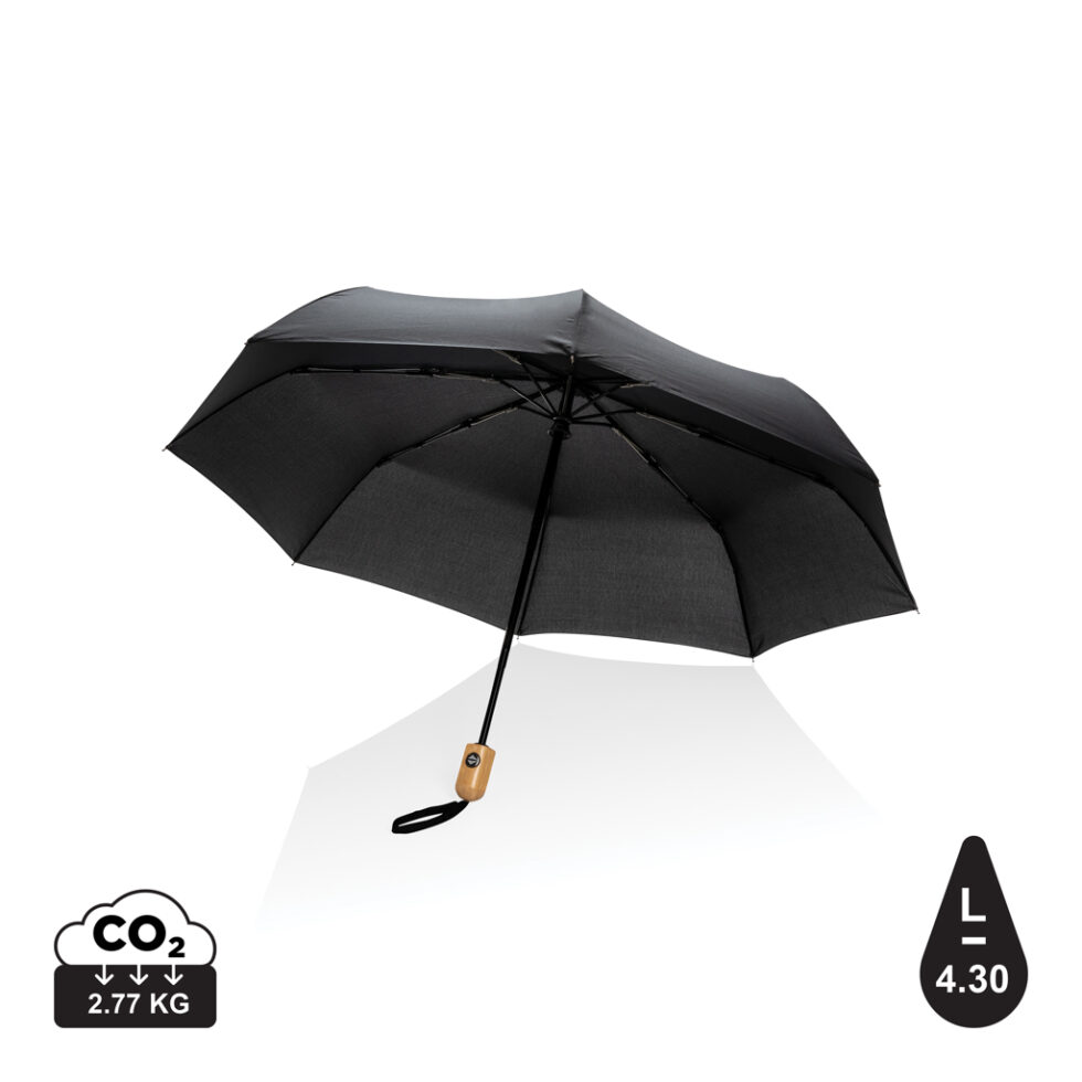 Paraguas automático RPET 190T bambú de 21" Impact AWARE ™